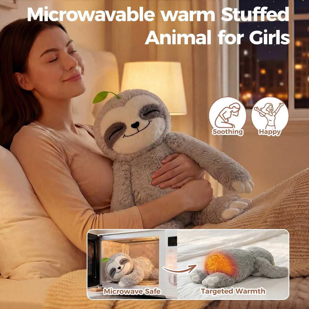Mewaii plush with one-piece microwave-safe heating pad design.