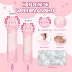 Mewaii Long Axolotl Plush 110cm ideal for sofa support.