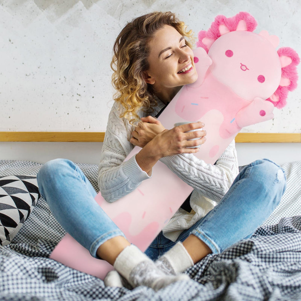 Mewaii Pink Axolotl Plush fabric feels ultra soft.