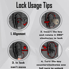 MewVeer Top Loader Case lock mechanism with two-key security for protected storage.