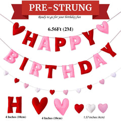 Meygajoe red pink Valentine banner ideal as photo backdrop