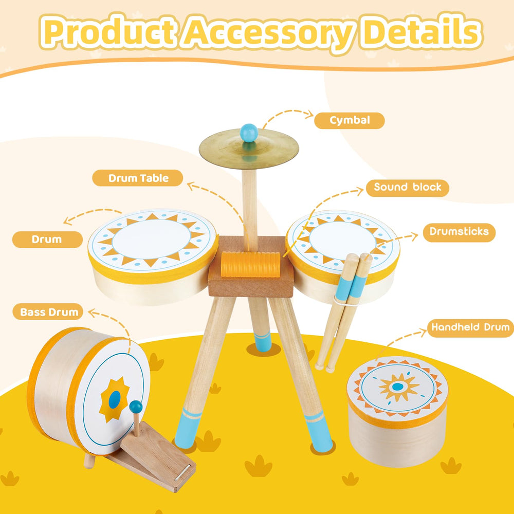 Meytccve Toddlers Drum Set with accessories, encourages creative exploration