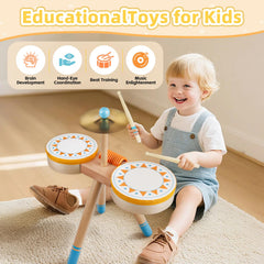 Meytccve Toddlers Drum Set Montessori design promotes focused rhythm play