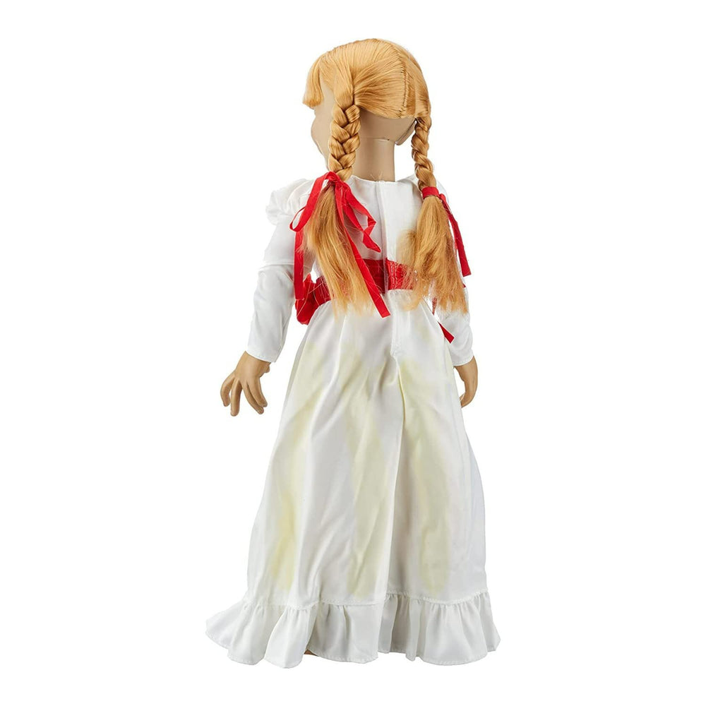 Mezco Annabelle plush torso and limbs offer soft, screen-accurate detailing.
