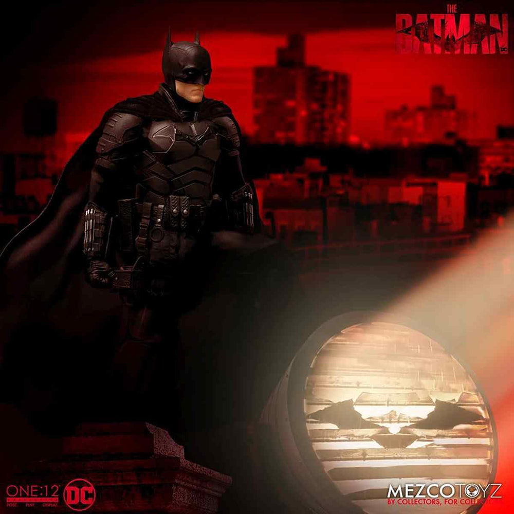Mezco Cosmic Group Figures Batman Vengeance smoke bombs add dramatic effect.