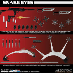 Mezco Snake Eyes One:12 Deluxe grenades offer gear-forward diorama options.