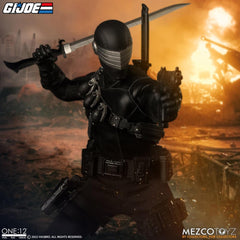 Mezco Snake Eyes One:12 Deluxe silenced submachine gun for stealth display setups.