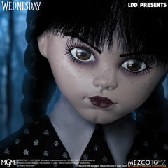 Mezco Wednesday full-body view highlights the figure for display.