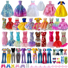 MEZHIFA 35-piece doll clothes set for 11.5-inch dolls, easy Velcro dress-up.