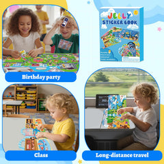 Mfmiudole jelly reusable sticker book animals theme enhances sensory exploration