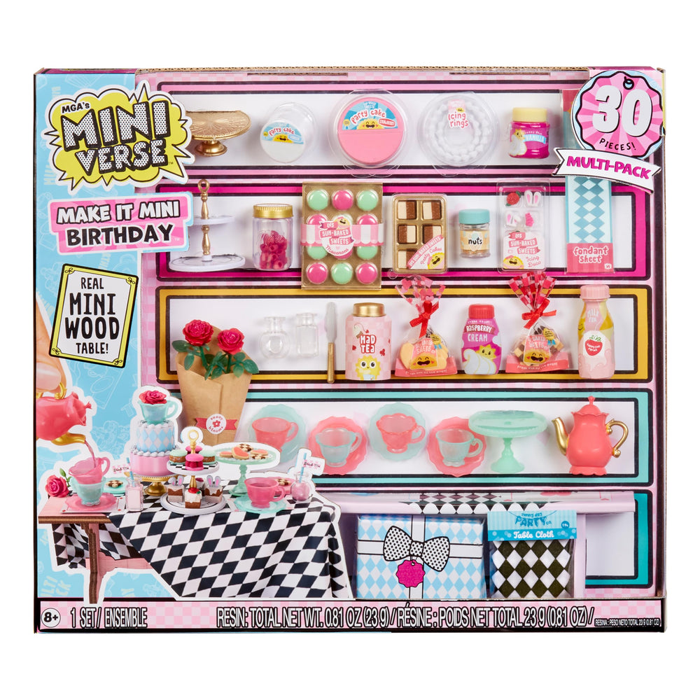 MGA's Miniverse packaging: 30-piece mini party kit for creative play and display