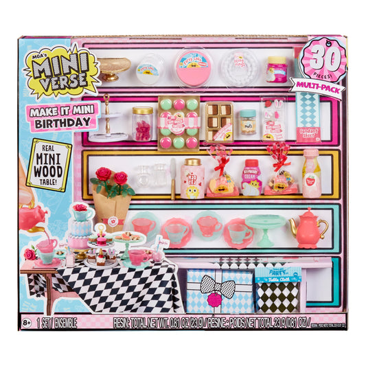 MGA's Miniverse packaging: 30-piece mini party kit for creative play and display