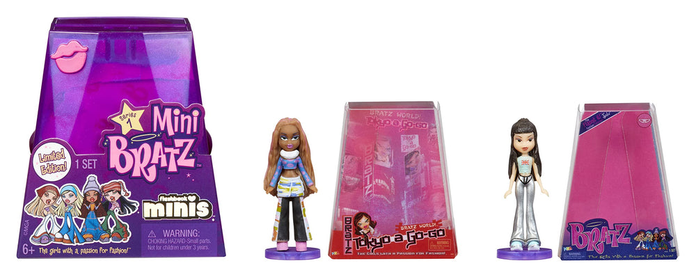 MGA's Miniverse Bratz Minis stackable trapezoid capsule doubles as a display.