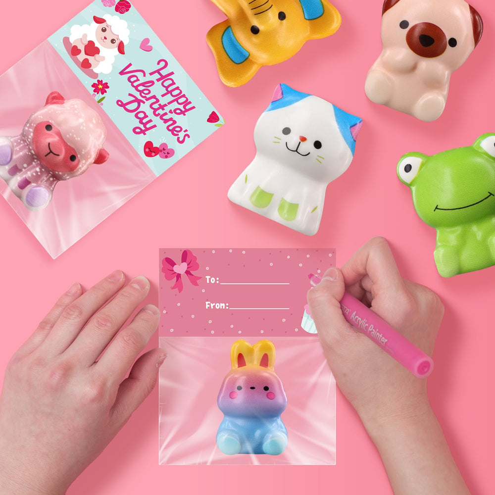 MGparty animal squishies as Valentine party favors for kids.