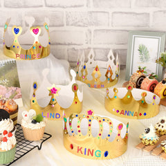 MGZTTHW gold crowns with gem stickers ready for decorative crafting.