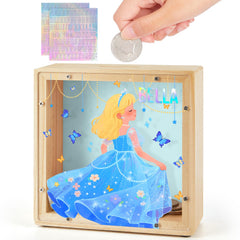 MHJY piggy bank with dinosaur pattern wood, durable and kid-friendly for savings