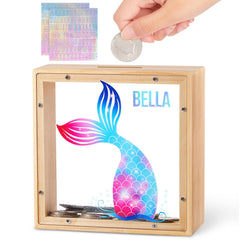 MHJY wooden piggy bank with dinosaur pattern for kids' saving fun