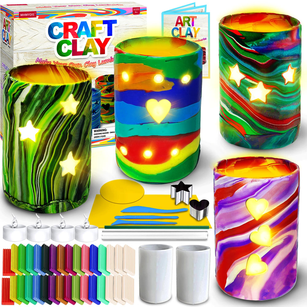 MHMYDIS clay luminaries kit with colorful clay and molds for creative kids
