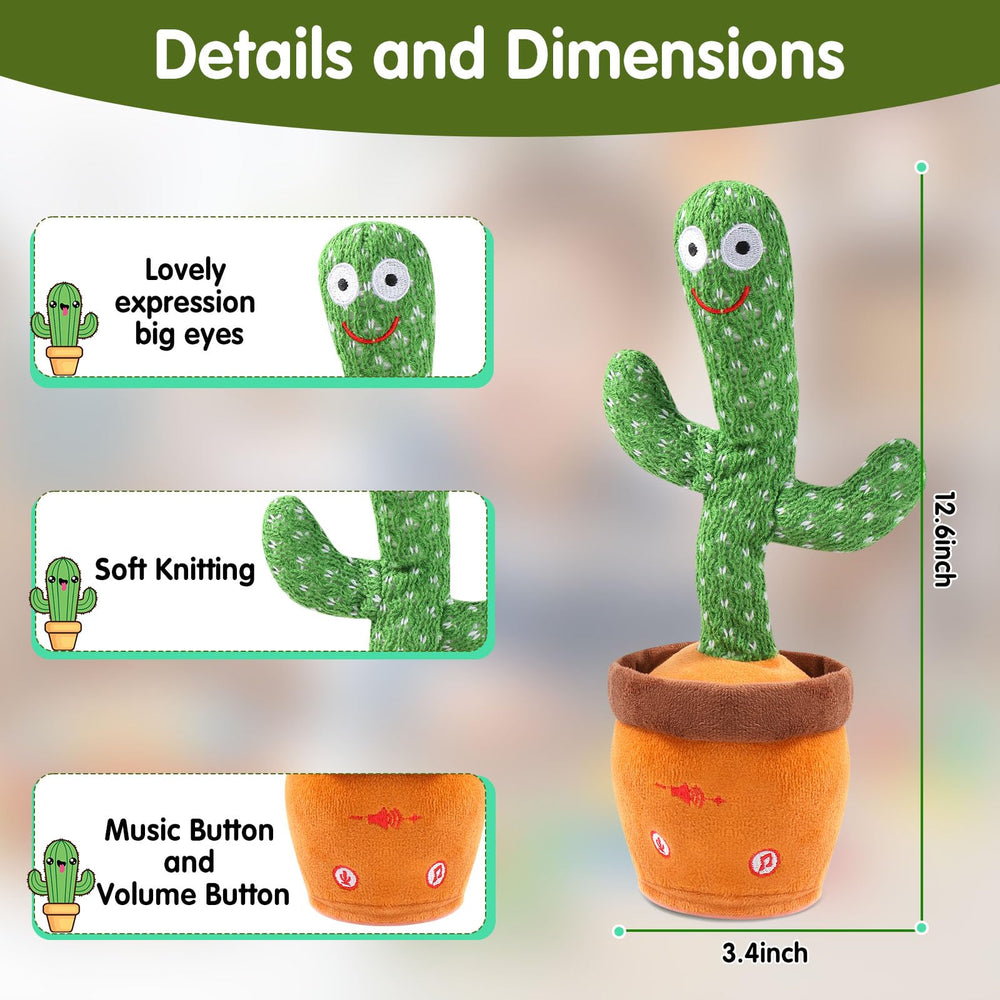 MIAODAM Dancing Cactus Toy size 12 inches for compact play