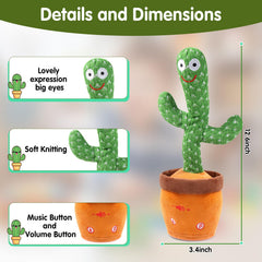 MIAODAM Dancing Cactus Toy size 12 inches for compact play