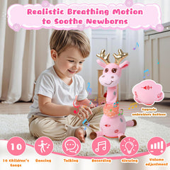 MIAODAM giraffe plush sings 10 songs to entertain toddlers.