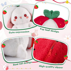 MIAODAM Strawberry Bunny plush packaged for gifting, ready to give.