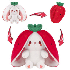 MIAODAM Strawberry Bunny plush front view for cozy playtime.