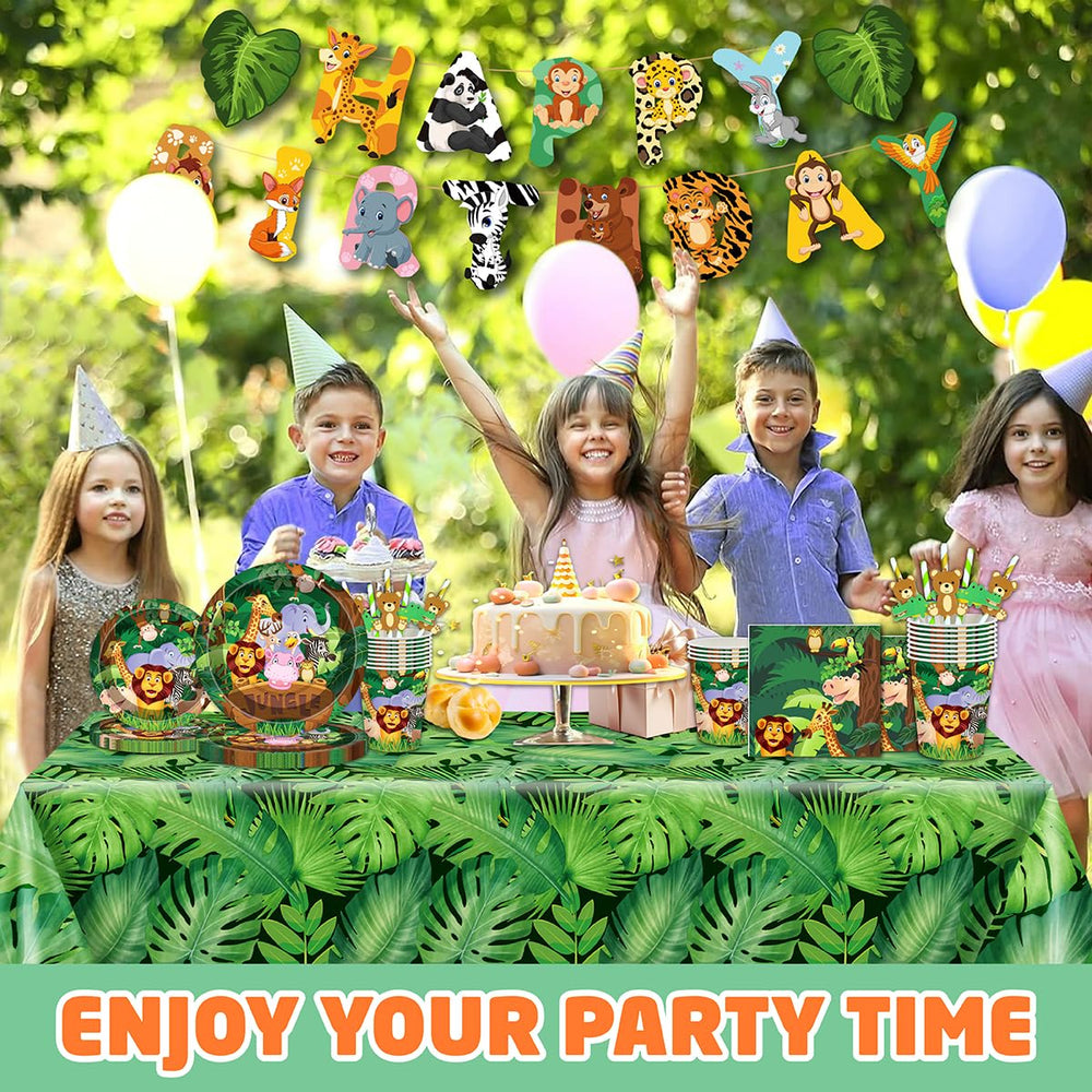 MIAOSHOUTAO jungle tablecloth 54x108in protects surfaces during celebrations.