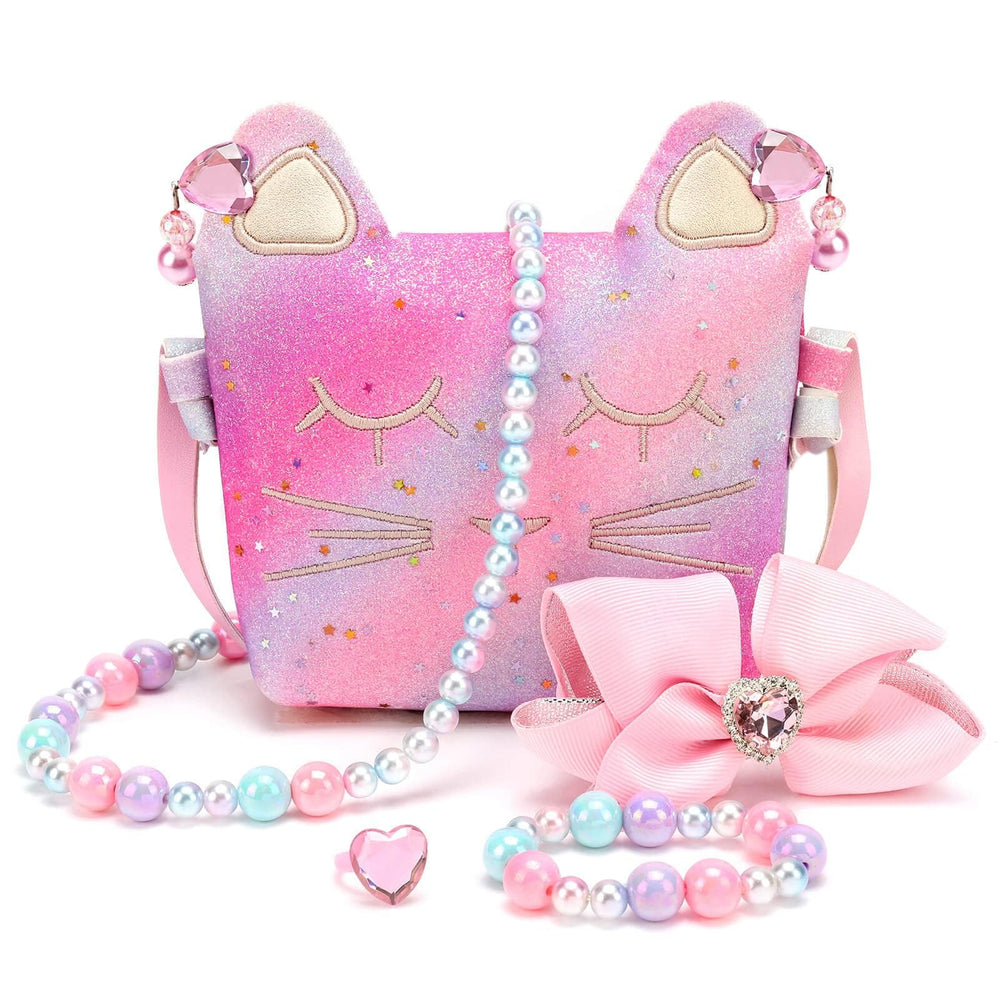 Mibasies cat purse front view, adorable design for pretend play.