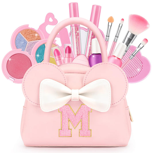 Mibasies kids real makeup kit with initial purse, washable colors for easy cleanup.