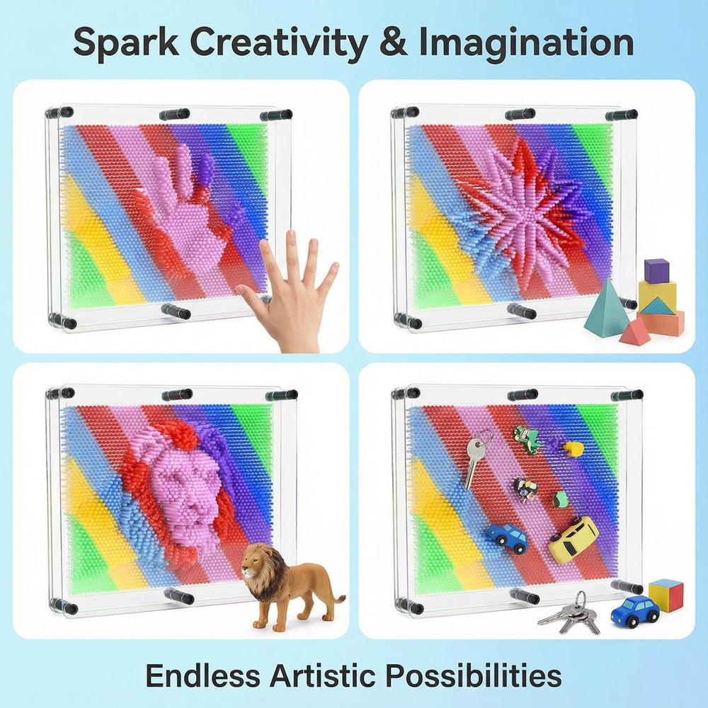 MICKYU rainbow pin art with safe ABS frame for kids