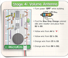 MicroKits Theremin batteries included, box content ready to power your project.