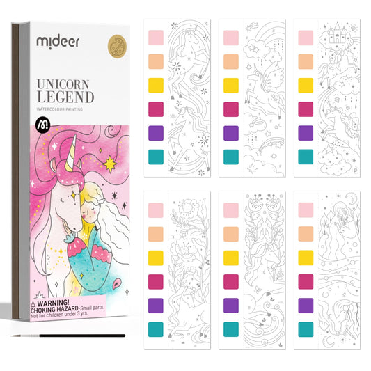 MiDeer pocket watercolor kit cover showing a unicorn design for creative play