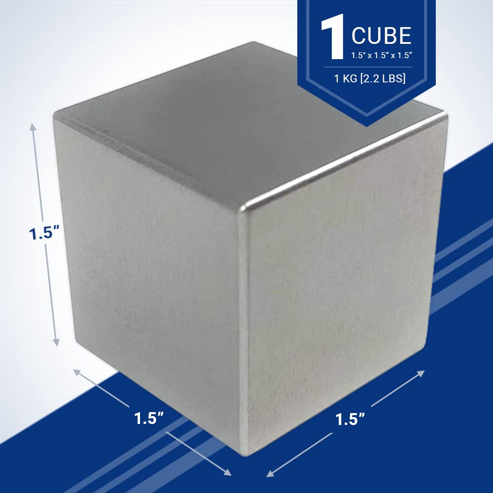 Midwest Tungsten Service tungsten cube close-up highlighting dense weight on table