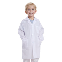 Mifengda doctor scientist lab coat for kids, front view, comfortable pretend play attire.