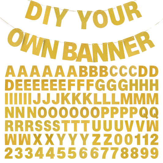 mifengda gold glitter letters banner kit assembled for a festive display