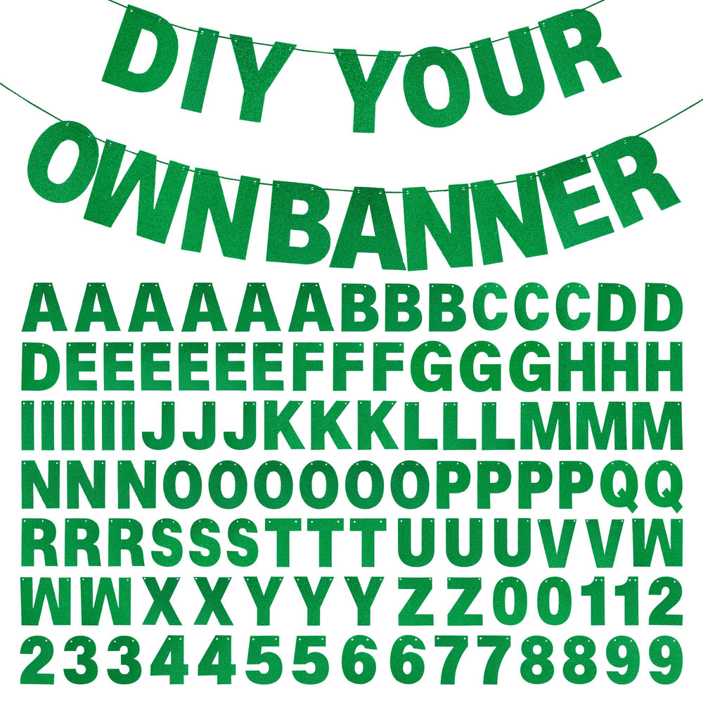 Mifengda green glitter banner letters for customizable party décor.
