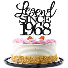Migeaks legend since 1968 cake topper with black glitter on cake
