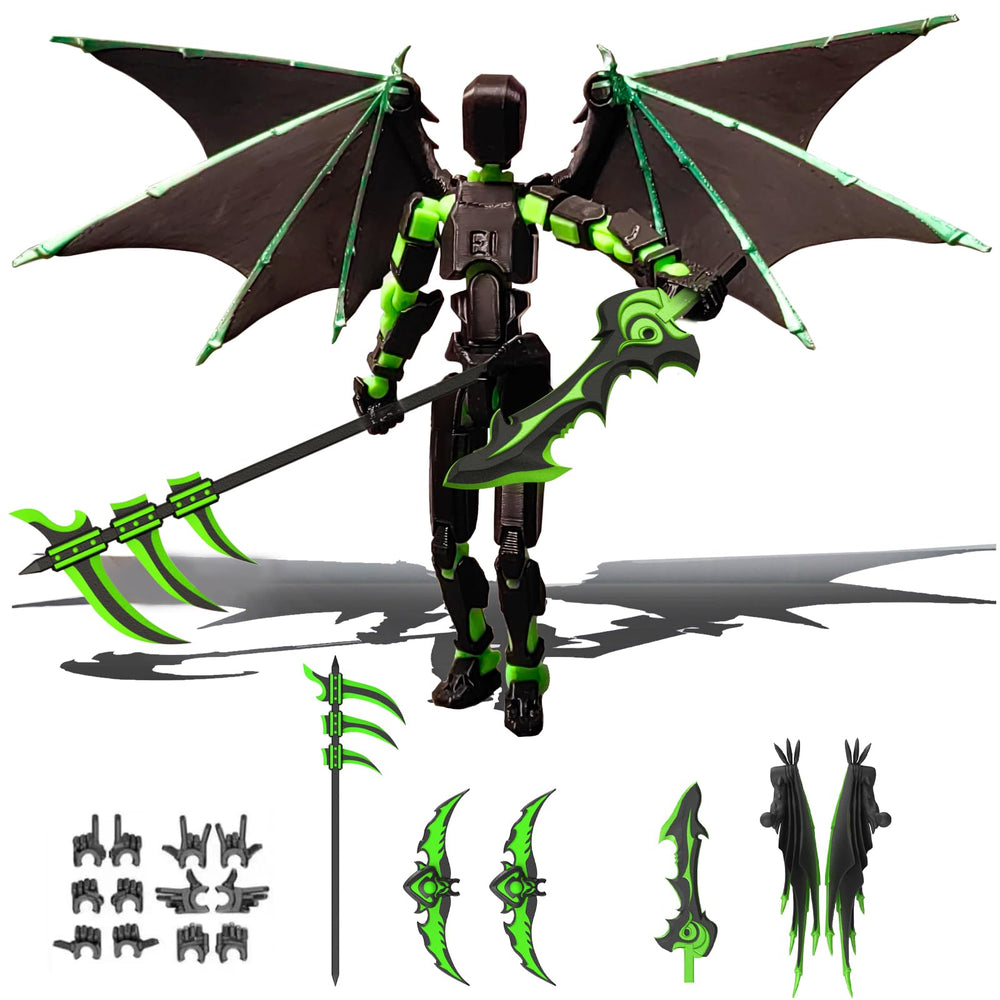 MIGESS T13 action figure with demon wings showcases dynamic poseability for imaginative play