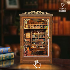 Miggley Time Book House paintings detail enhances quiet, refined shelf display