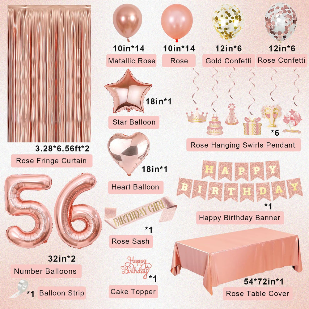 Miidenks 56th birthday number balloons serve as a bold celebration focal point