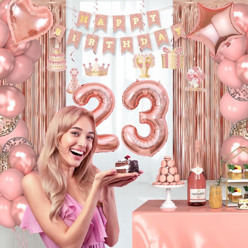 Miidenks rose gold foil balloons add a chic party highlight