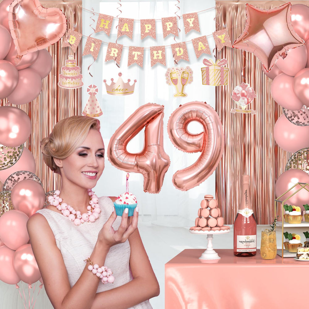 Miidenks metallic rose gold latex balloons provide durable party decor.