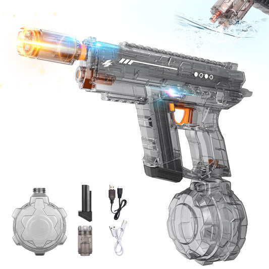 Mikiomie electric water gun with flashing muzzle for dynamic night battles.