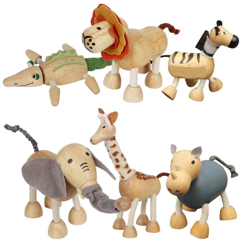 MIKNEKE elephant bendable wooden figure for imaginative play and tactile exploration
