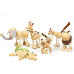 MIKNEKE giraffe bendable wooden figure for storytelling and pretend safari adventures