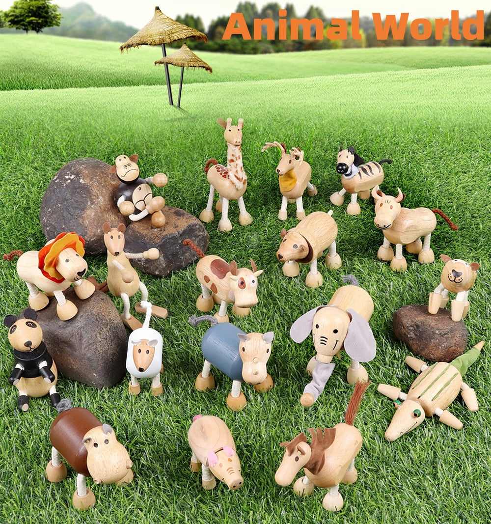 MIKNEKE six-pack wooden animals for versatile home learning