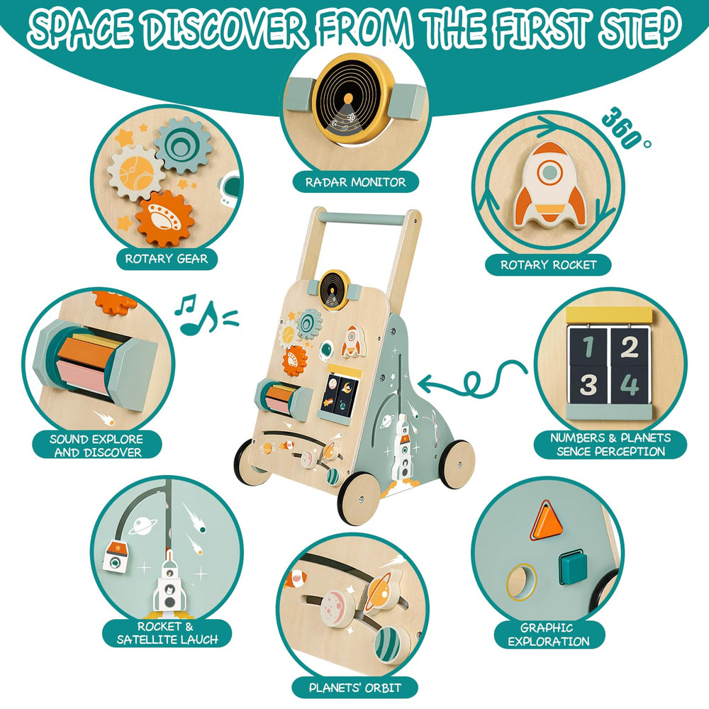 MILEFUN rocket-theme activity center highlights interactive play and exploration.