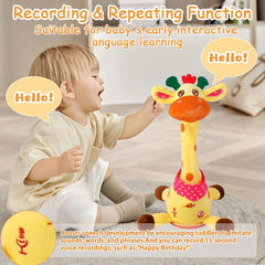 MILEGI giraffe toy with light-up eyes supports visual tracking during tummy time