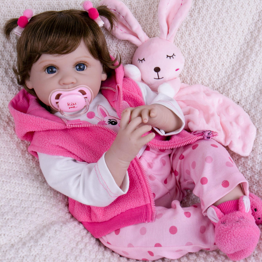 Milidool blue eyes and silky brown hair enhance lifelike charm during playtime